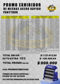 PROMO EXIBIDOR DE MECHAS ACERO RAPIDO PANTTHOR